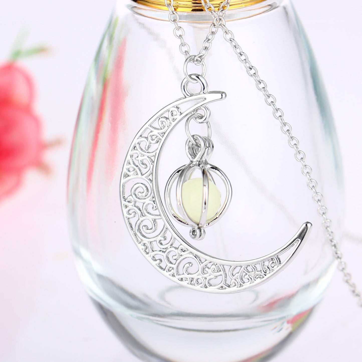 Glowing Moon Litho Precious Stone Necklace