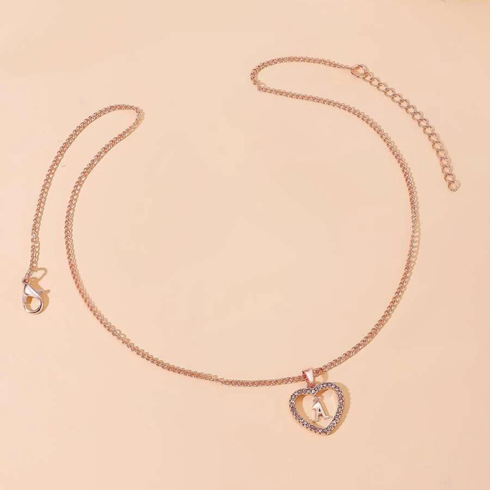 Personalized Elegant Crystal Initial Heart Necklace