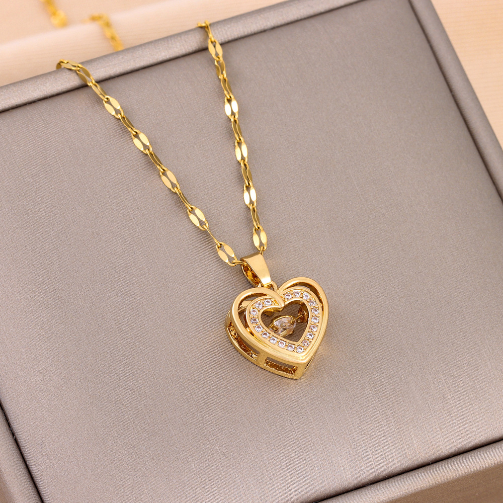 Loving Heart Pendant Double Layer Necklace