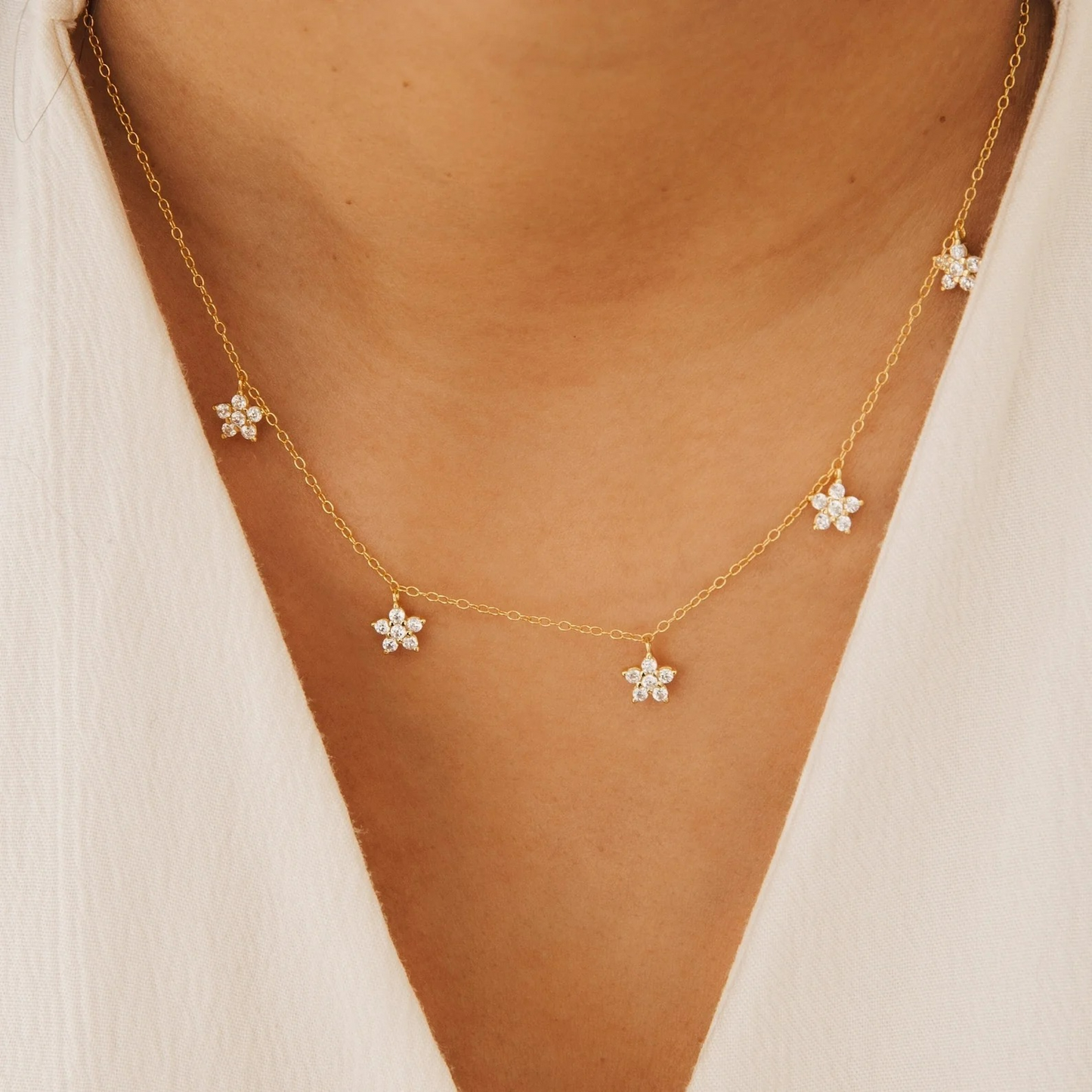 Elegant Diamond Flower Necklace