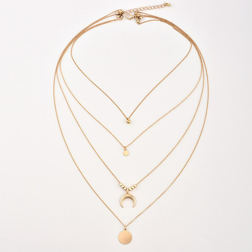 Elegant Layered Moon Boho Necklace