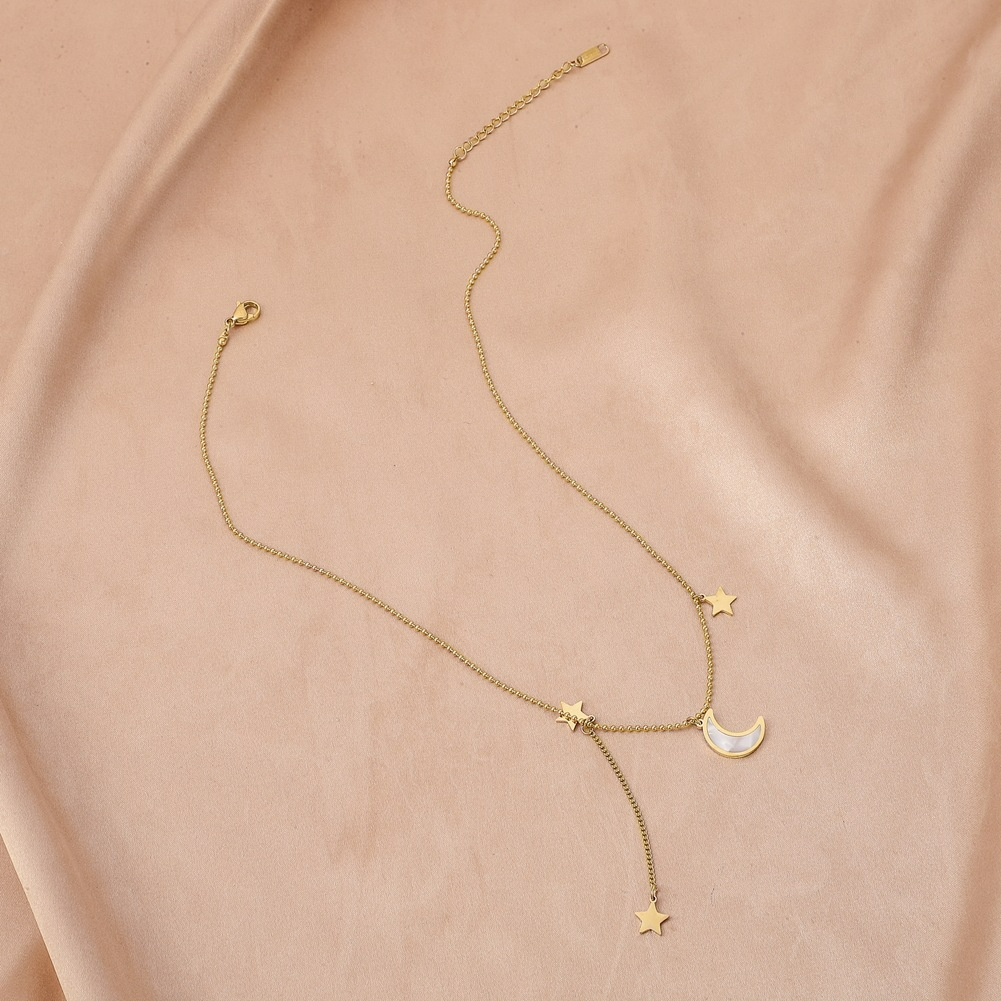 Elegant Crescent Moon & Star Necklace