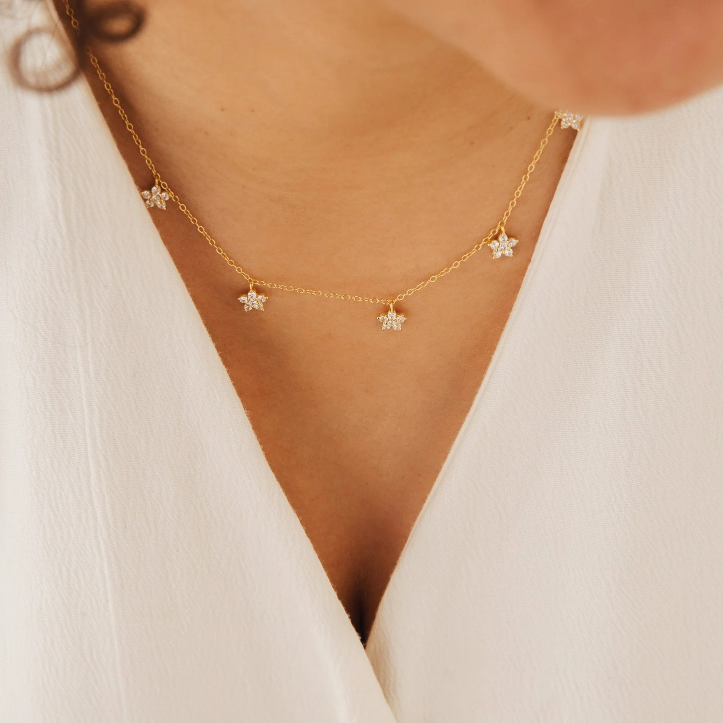Elegant Diamond Flower Necklace
