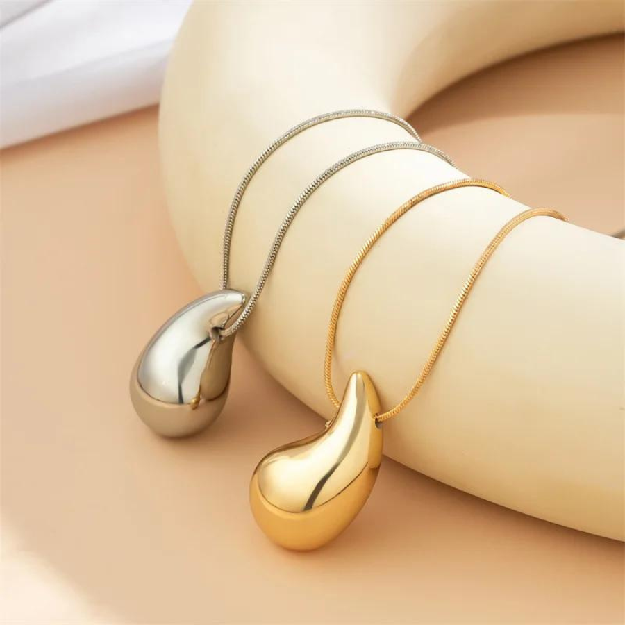 Gold Oversized Water Drop Necklace