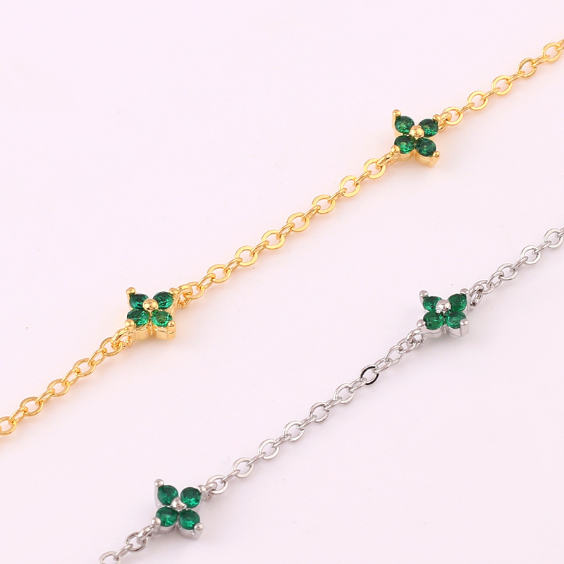 Inlay CZ Flower Necklace