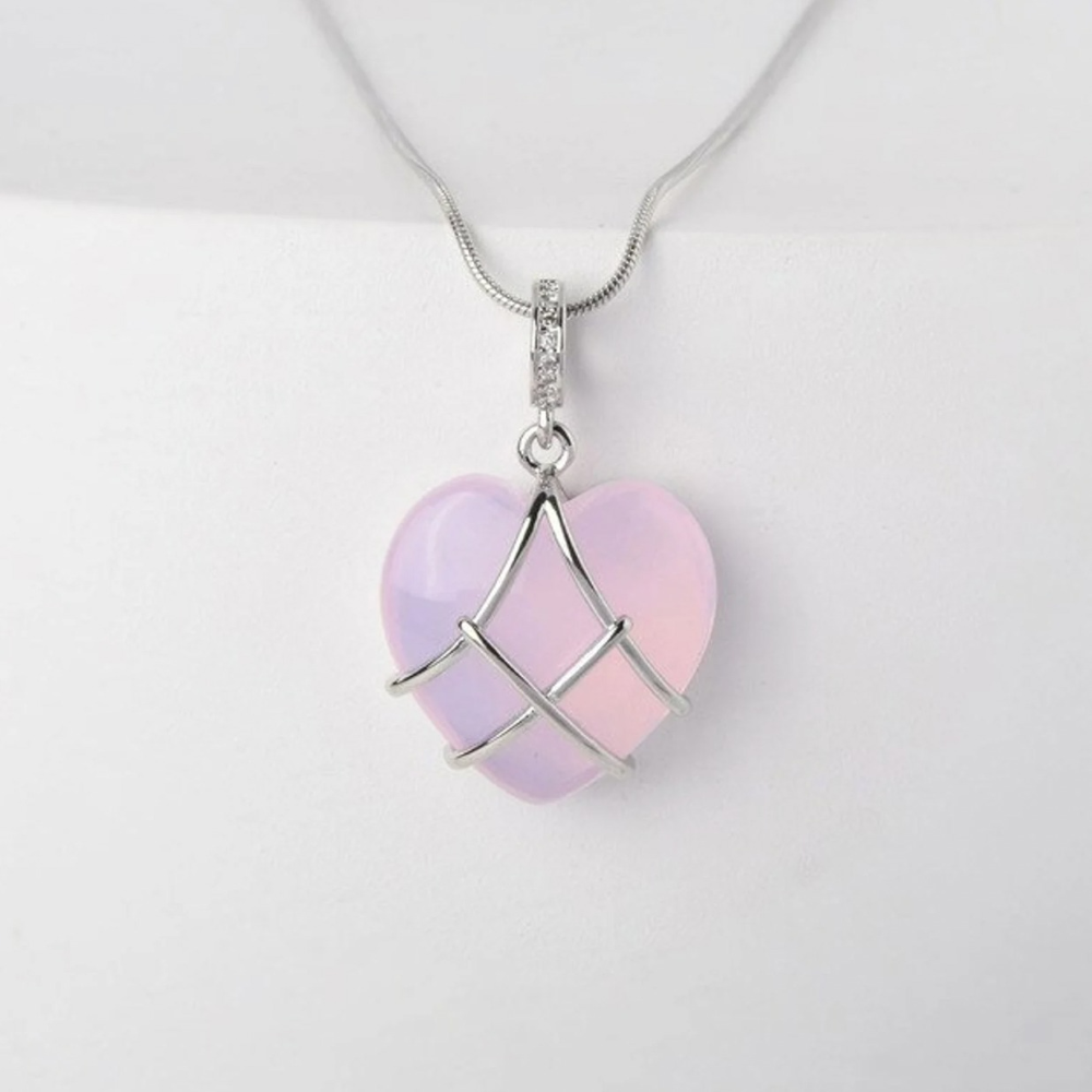 Sparkling Heart Gemstone Princesses Necklace