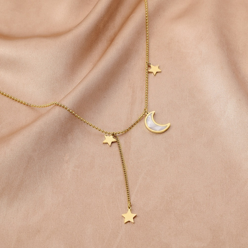 Elegant Crescent Moon & Star Necklace