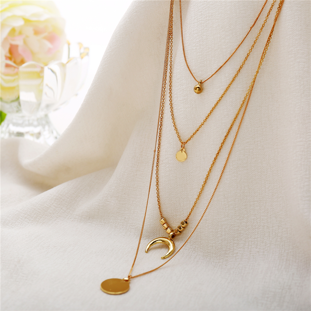 Elegant Layered Moon Boho Necklace