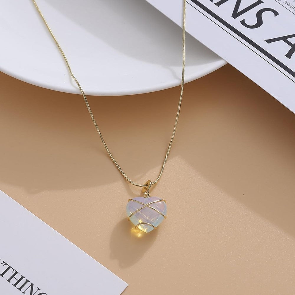 Sparkling Heart Gemstone Princesses Necklace
