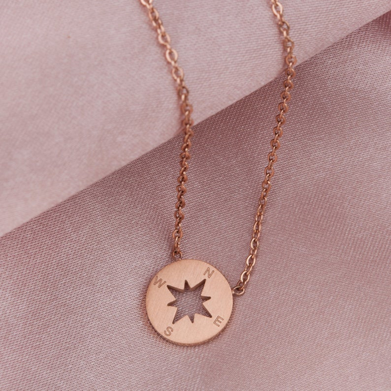Compass Charm Elegant Round Necklace