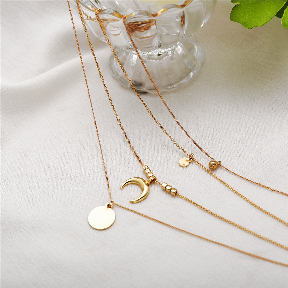 Elegant Layered Moon Boho Necklace