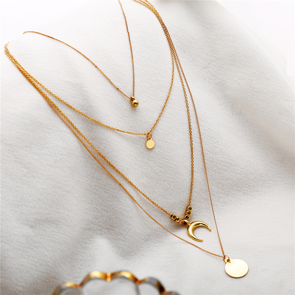 Elegant Layered Moon Boho Necklace