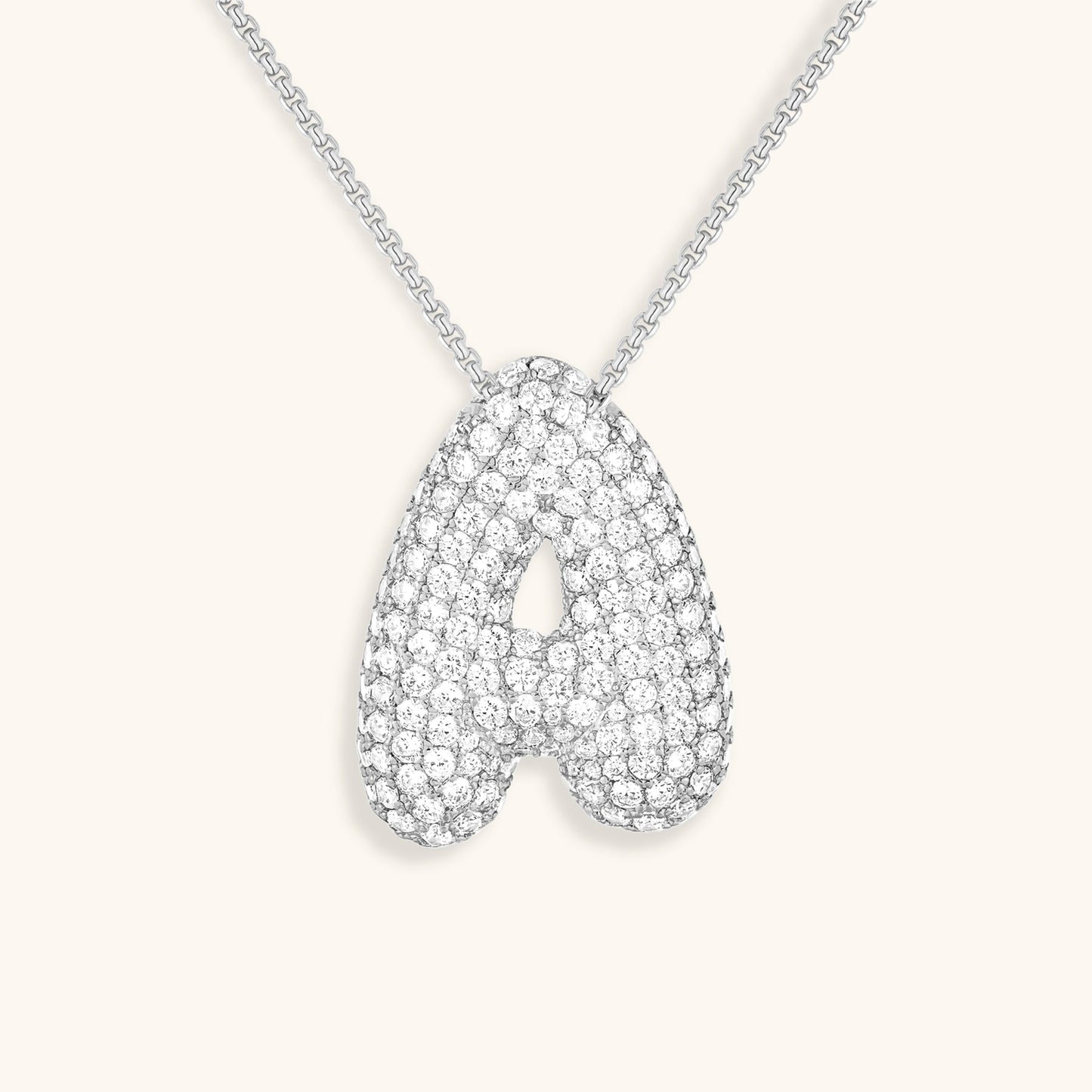 Elegant Bubble Initial Diamond Look Necklace