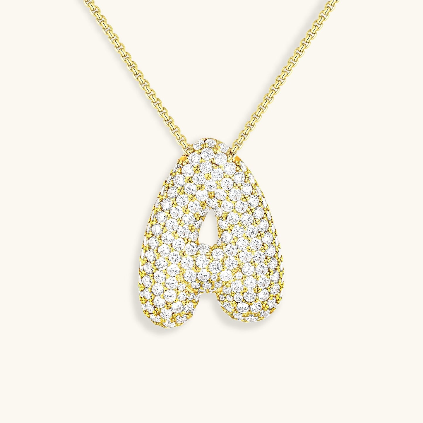 Elegant Bubble Initial Diamond Look Necklace