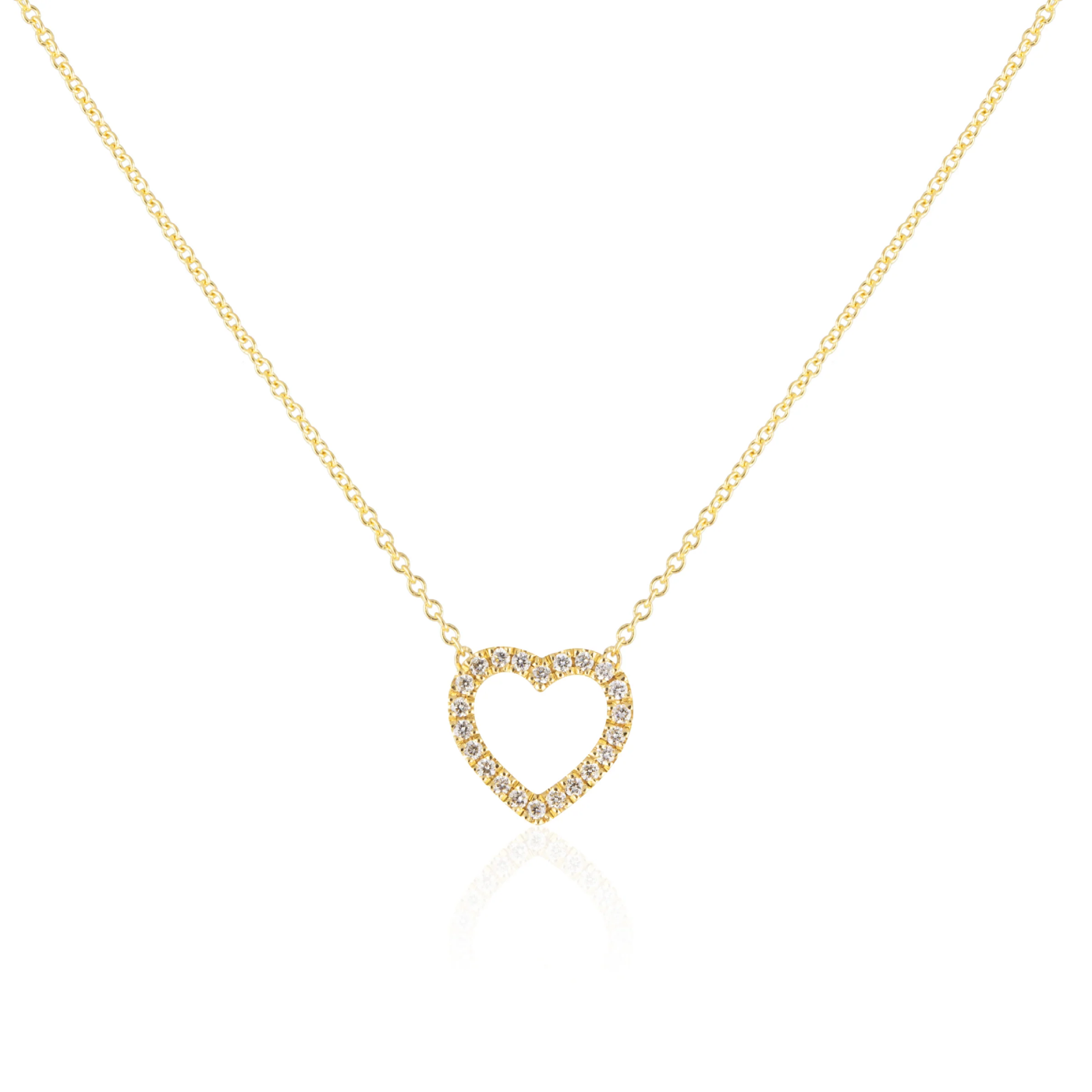 Small Gold Sparkling Diamond Heart Pendant Necklace