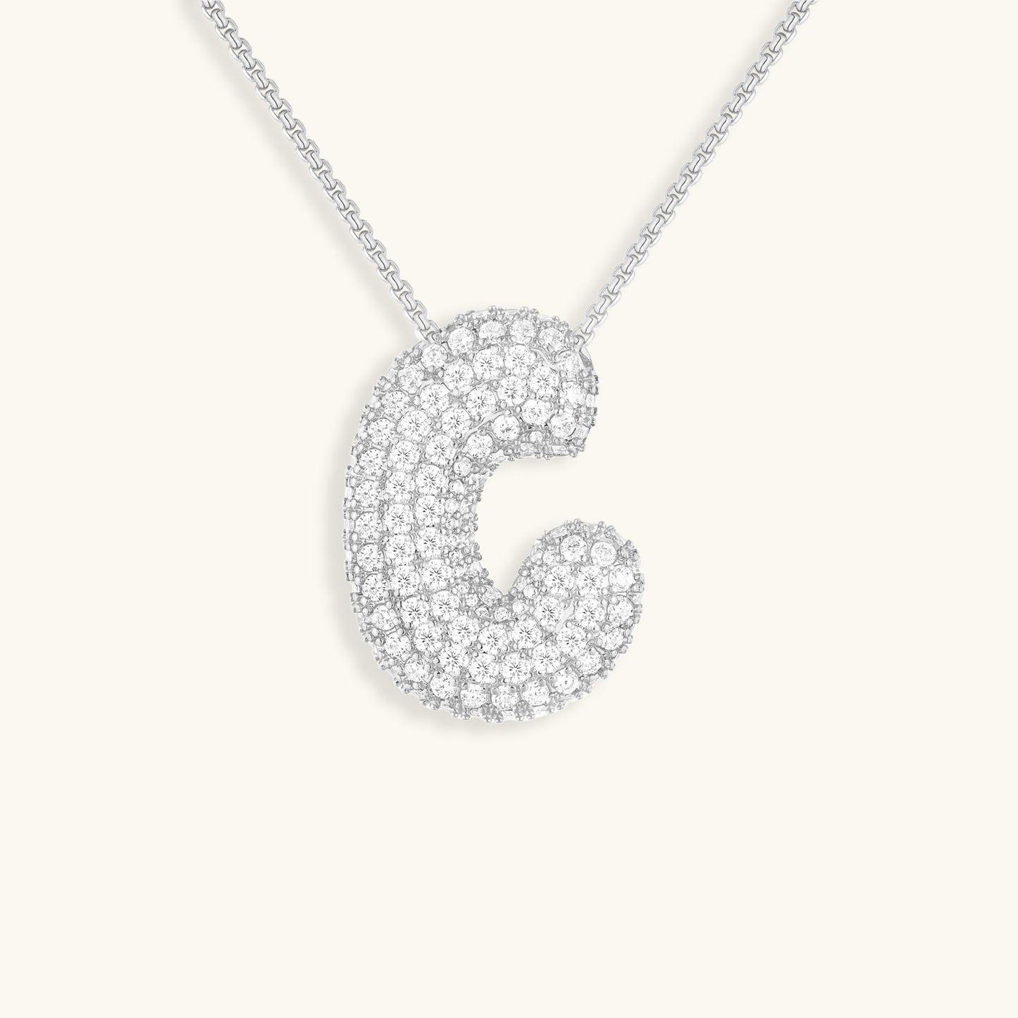Elegant Bubble Initial Diamond Look Necklace