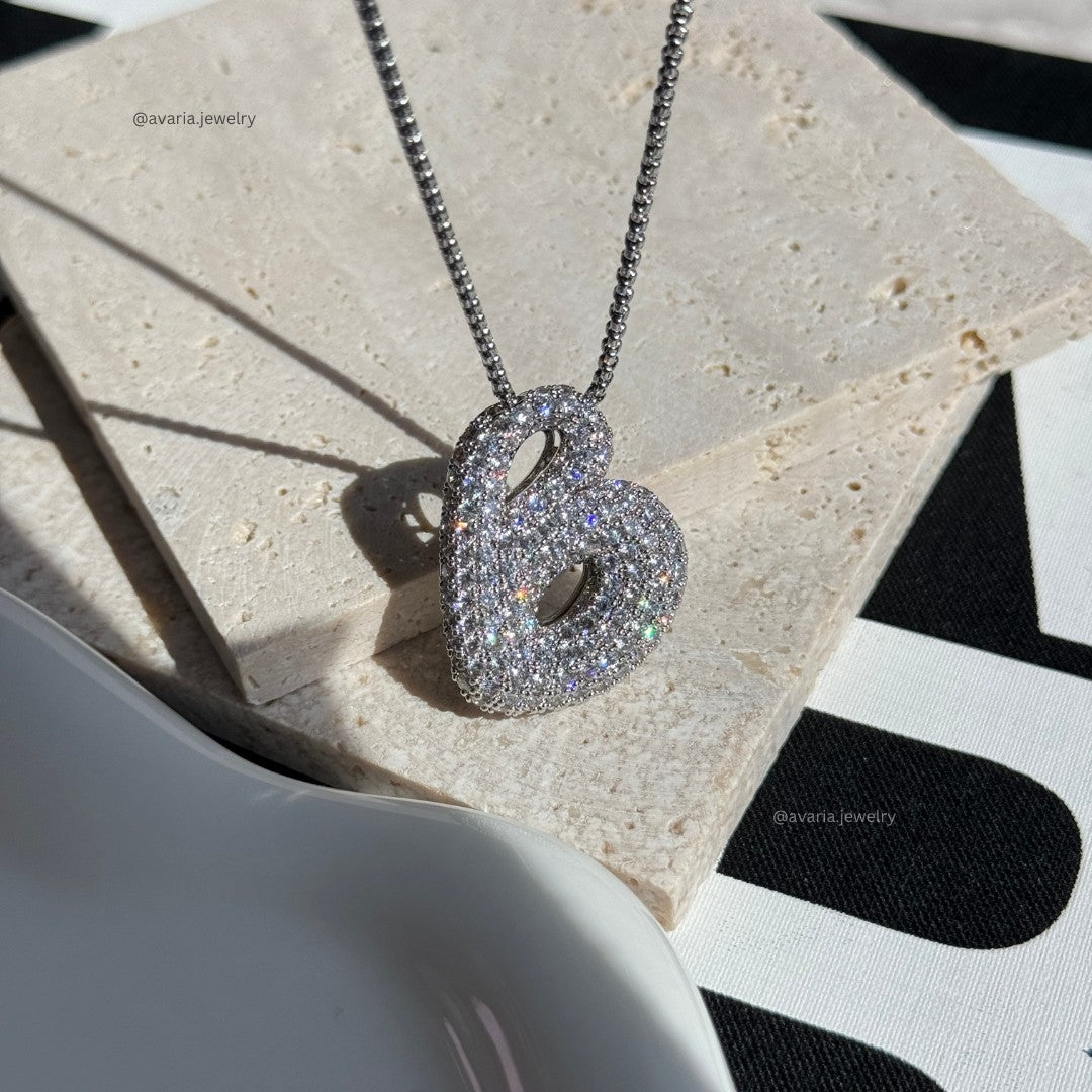 Elegant Bubble Initial Diamond Look Necklace