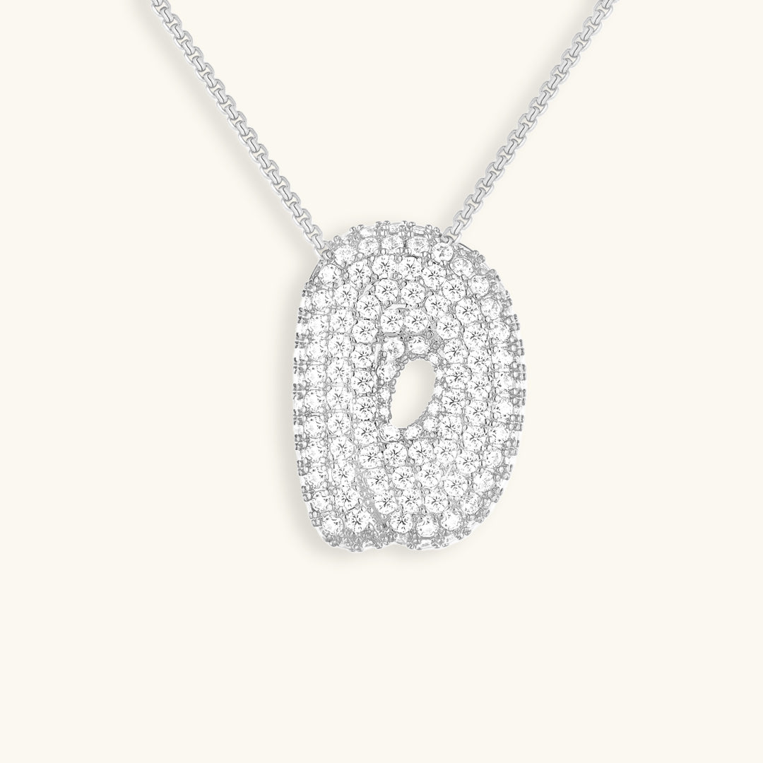 Elegant Bubble Initial Diamond Look Necklace