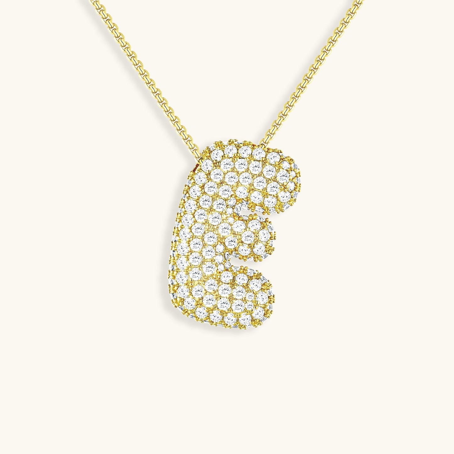 Elegant Bubble Initial Diamond Look Necklace