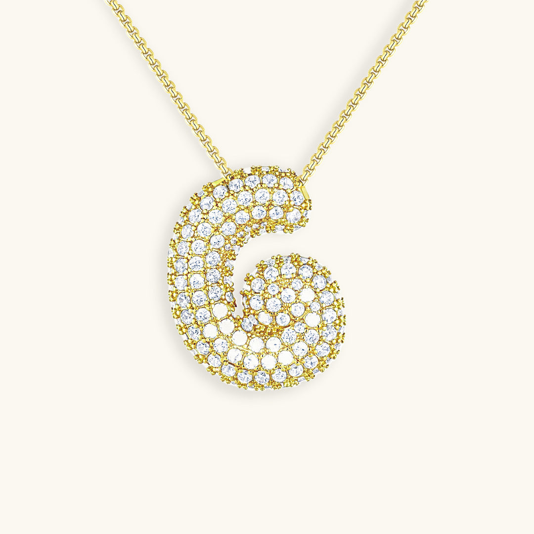 Elegant Bubble Initial Diamond Look Necklace