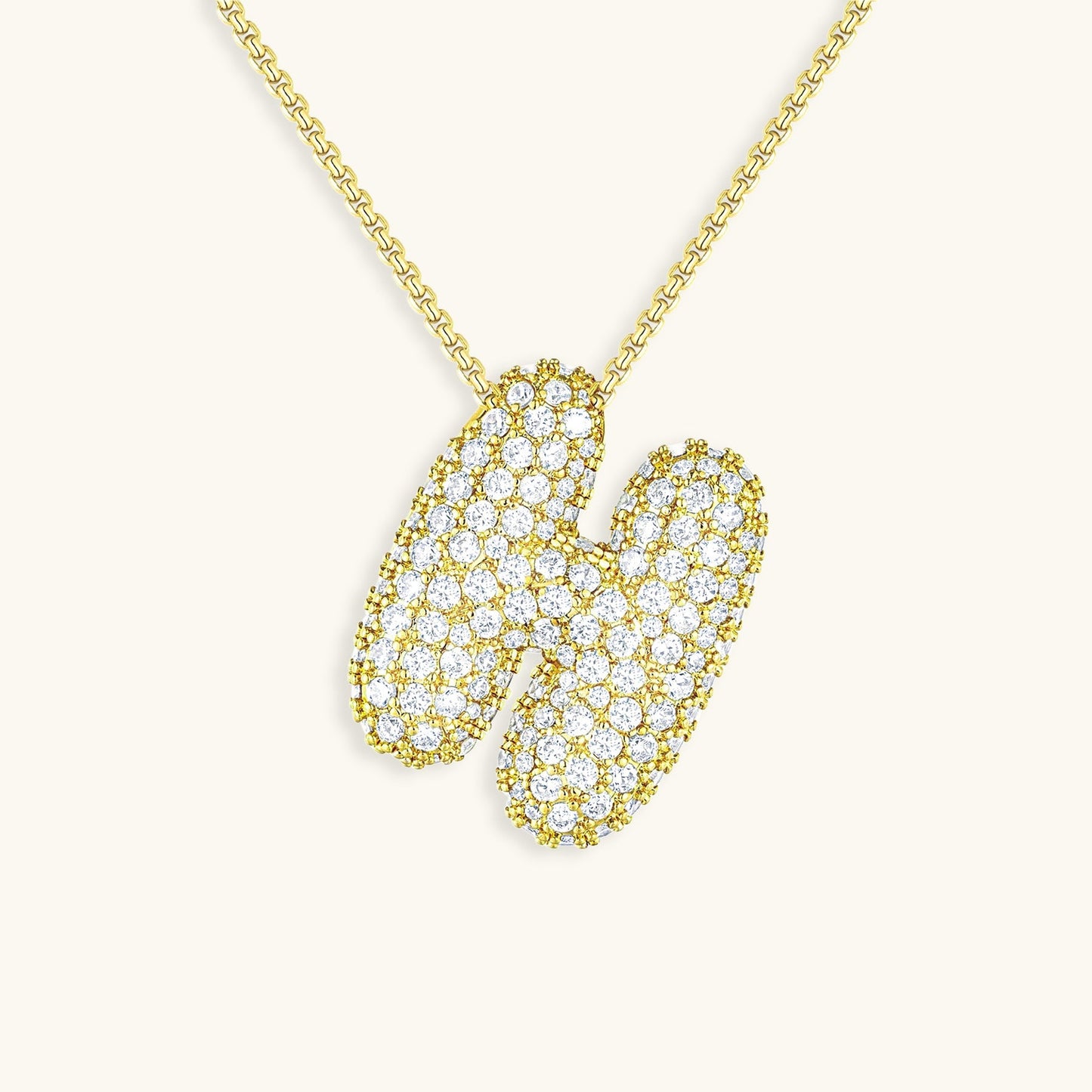 Elegant Bubble Initial Diamond Look Necklace