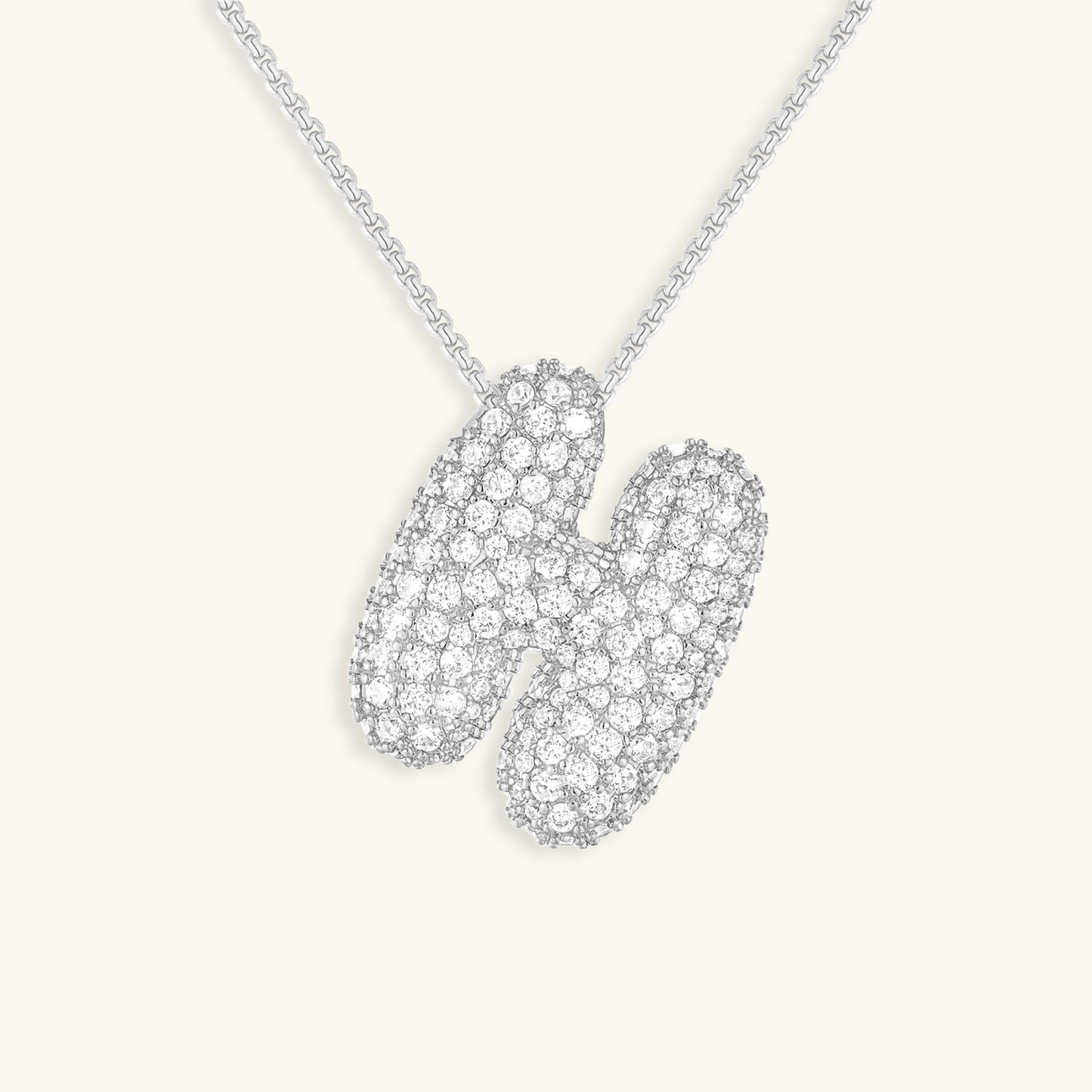Elegant Bubble Initial Diamond Look Necklace