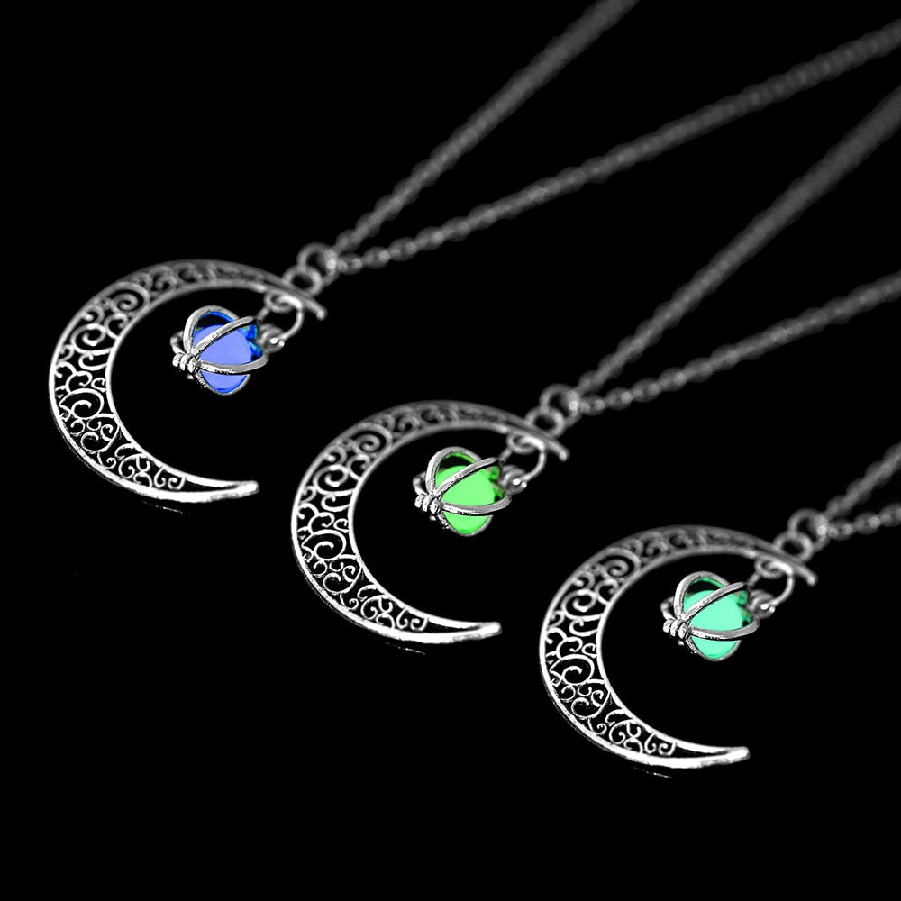 Glowing Moon Litho Precious Stone Necklace
