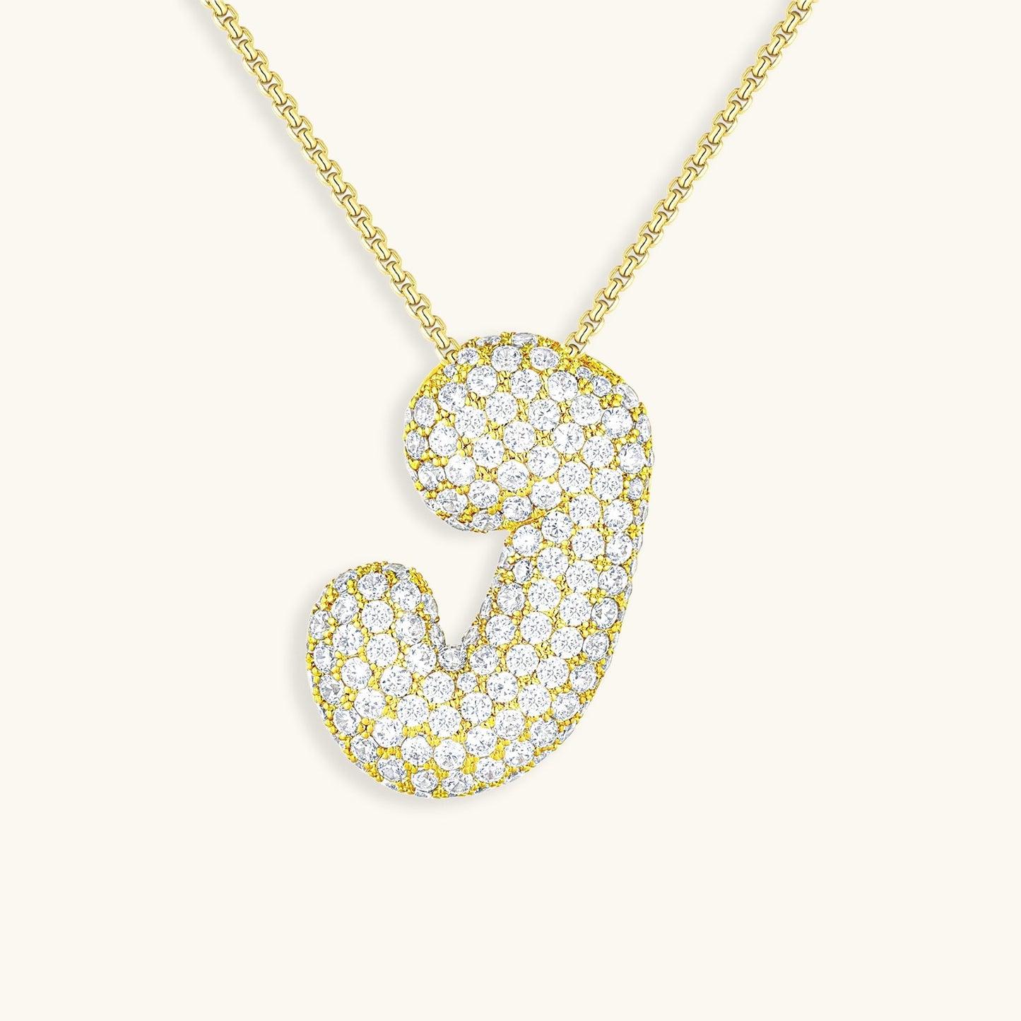 Elegant Bubble Initial Diamond Look Necklace