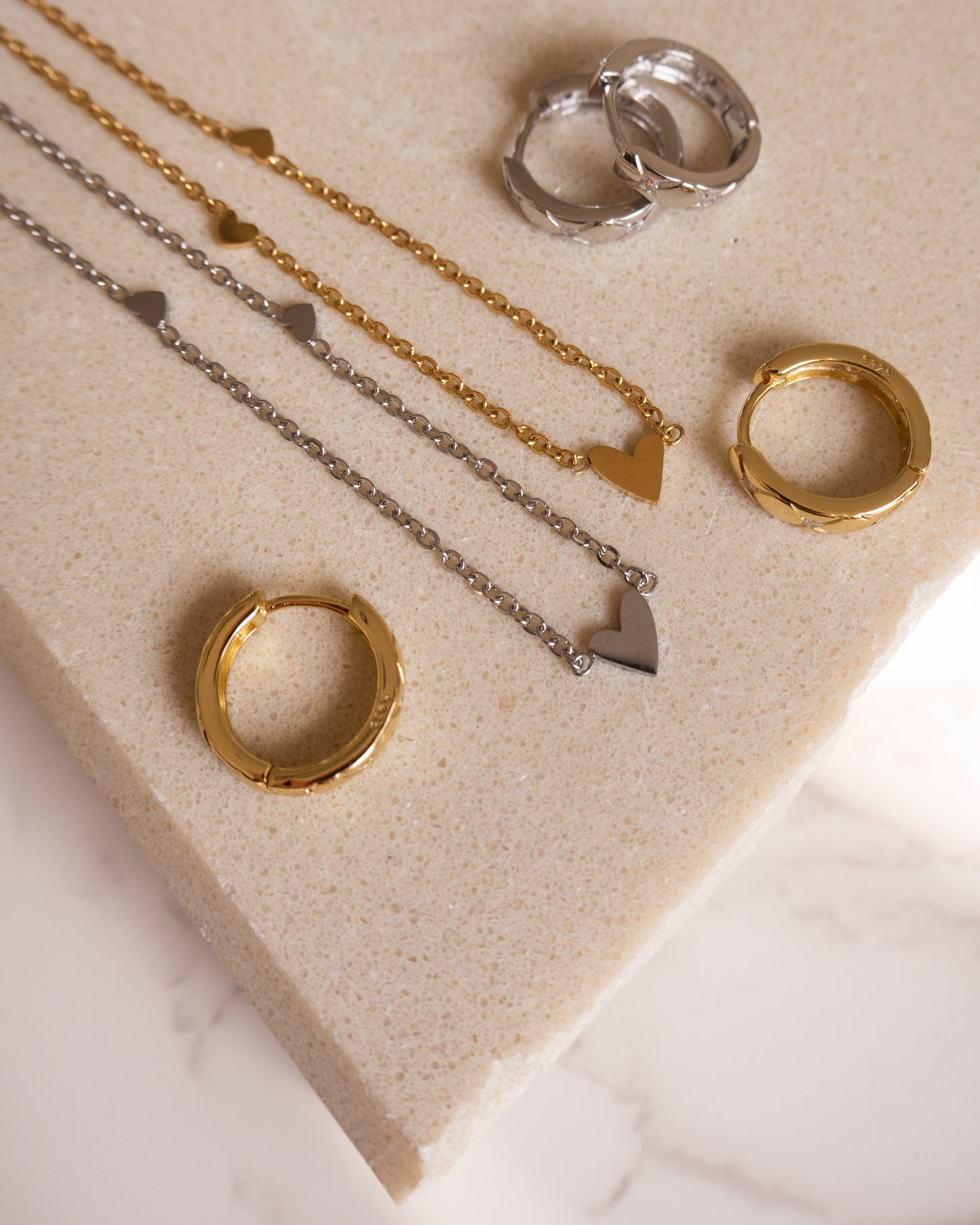 Three Heart Silver Necklace