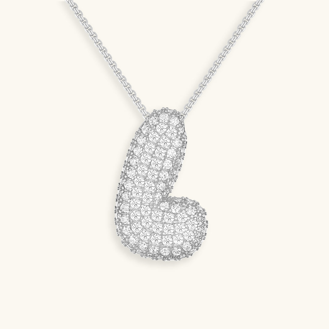 Elegant Bubble Initial Diamond Look Necklace