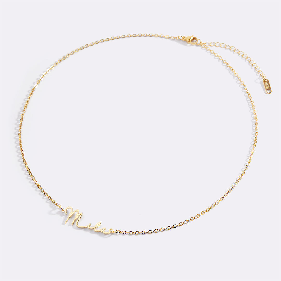 Mon Amour Name Necklace 18K Gold Silver Rose Gold With 16 Inch Chain