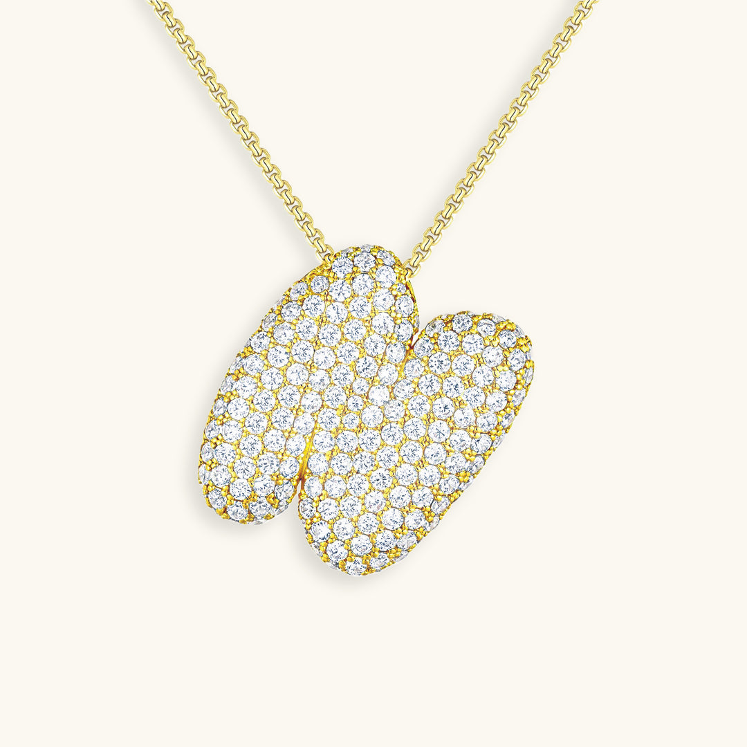 Elegant Bubble Initial Diamond Look Necklace