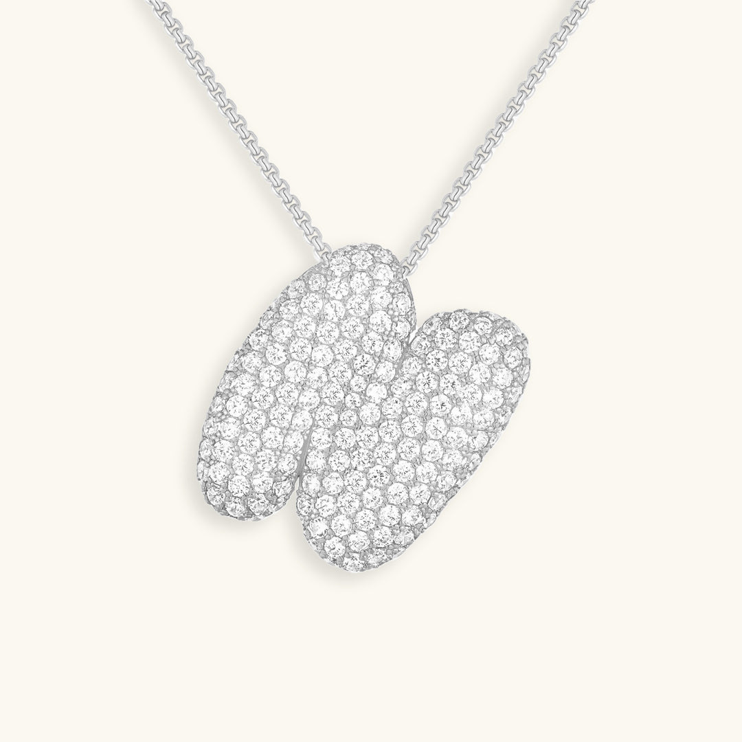 Elegant Bubble Initial Diamond Look Necklace