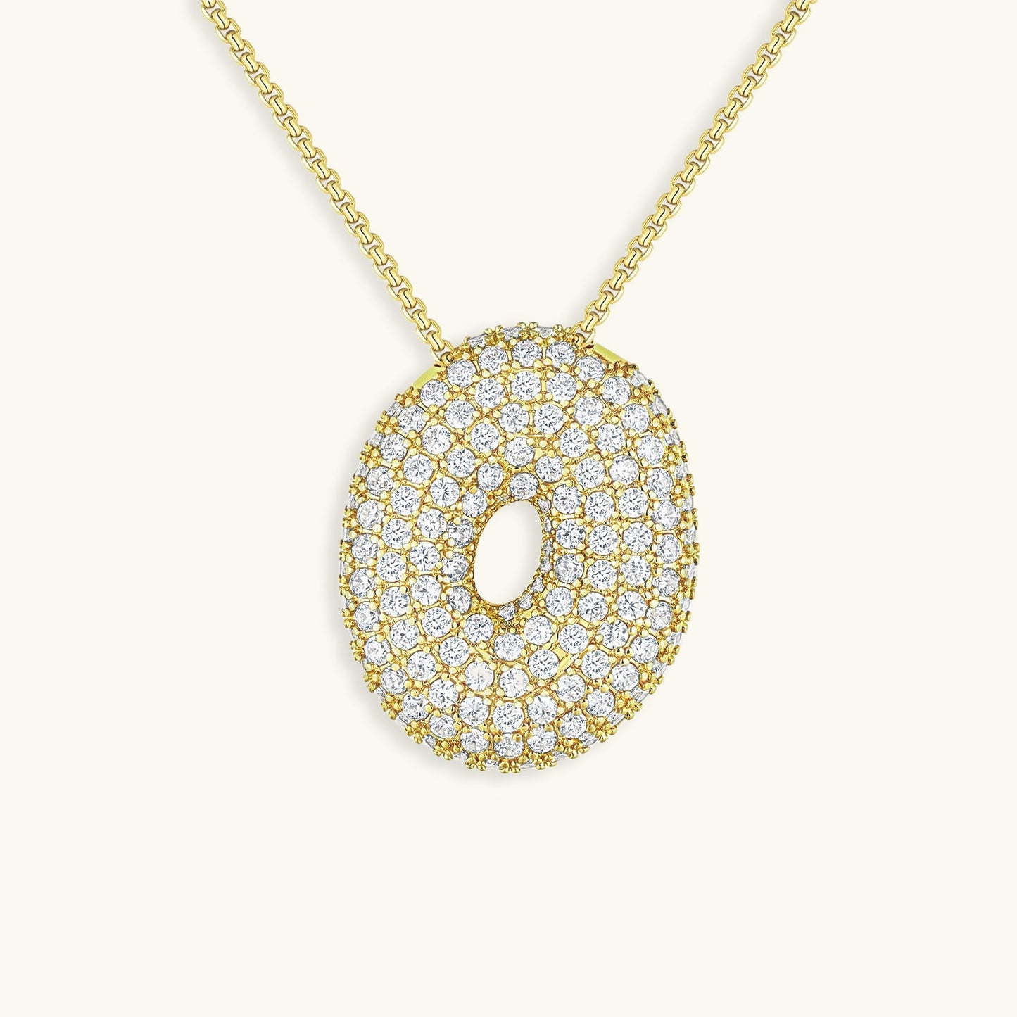 Elegant Bubble Initial Diamond Look Necklace