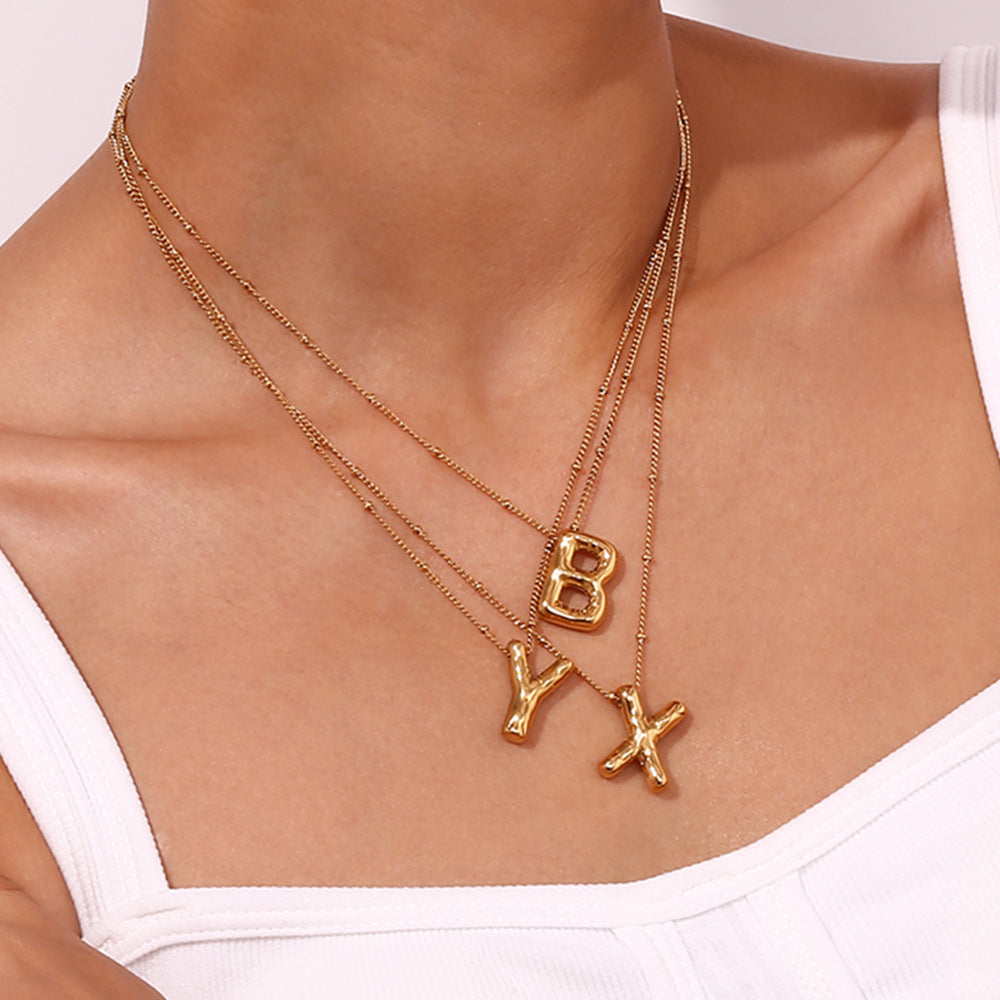 Personalized Gold Ball d'Or Initial Necklace