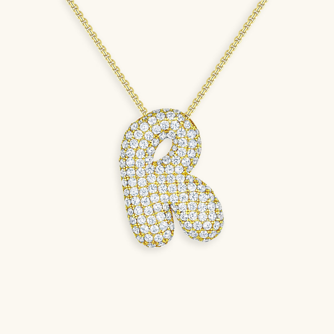 Elegant Bubble Initial Diamond Look Necklace