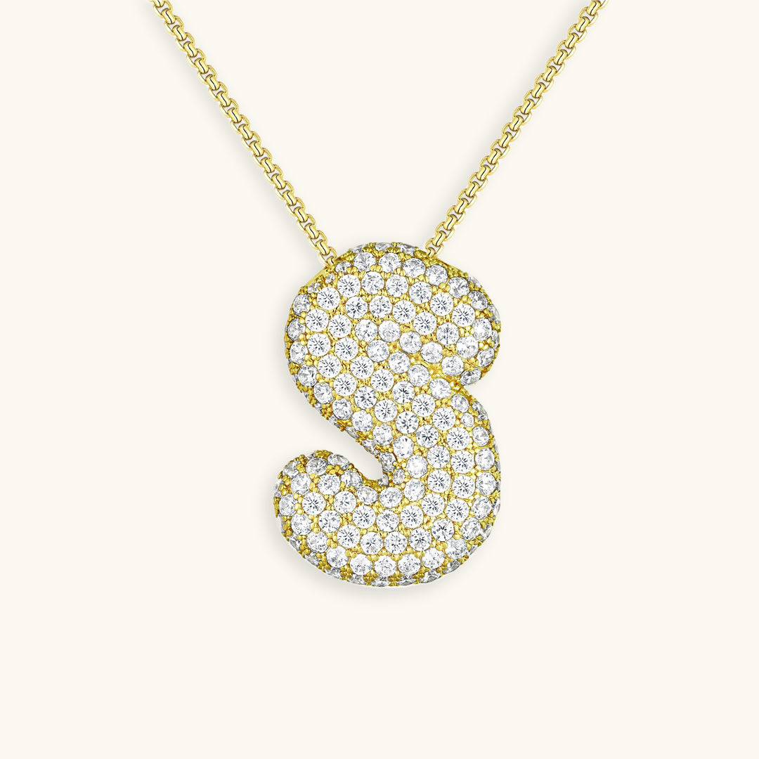 Elegant Bubble Initial Diamond Look Necklace