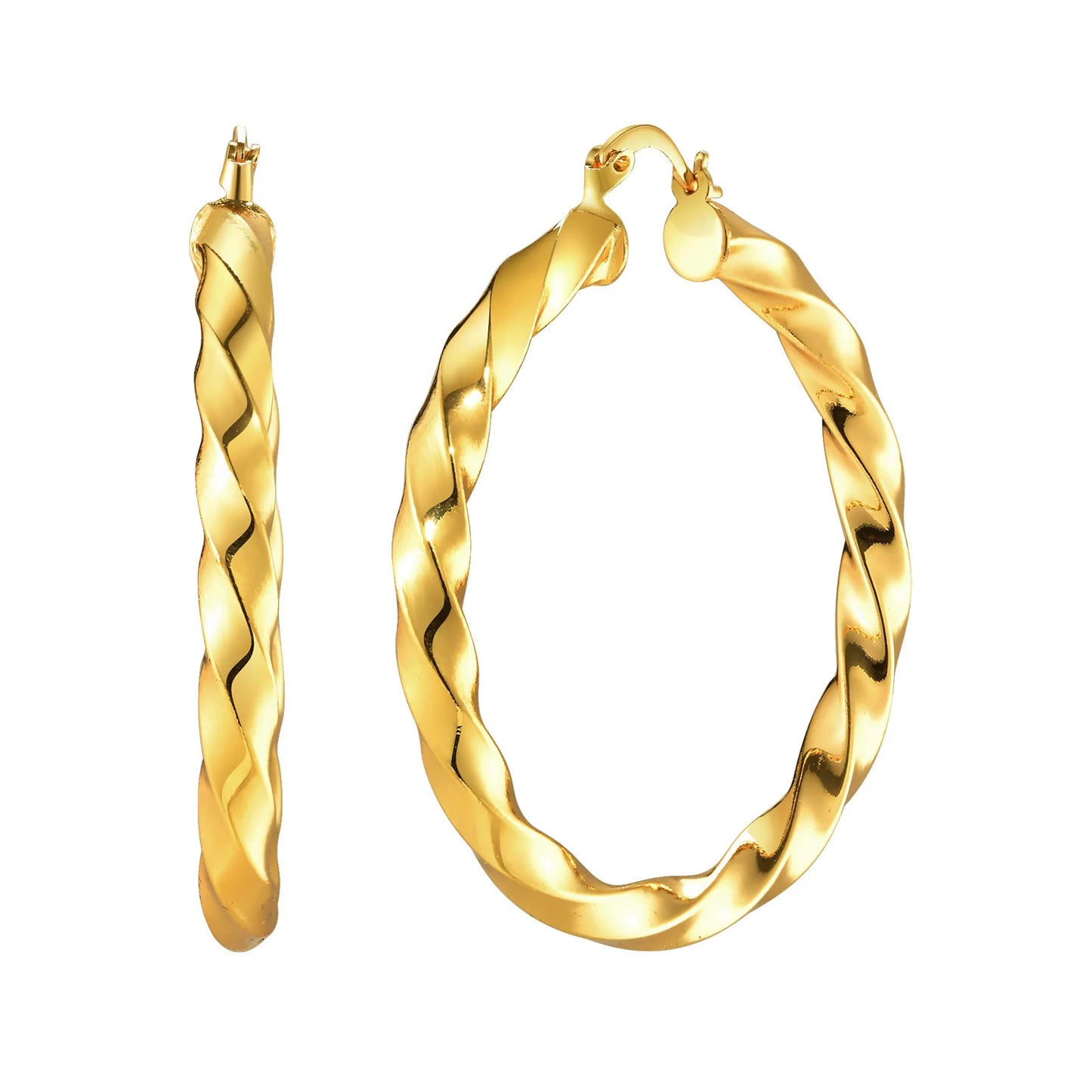 Large Twist Hoop Huggie Earrings