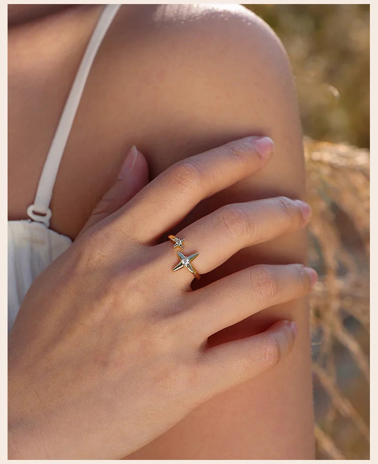 Four-Pointed Star Statement Ring