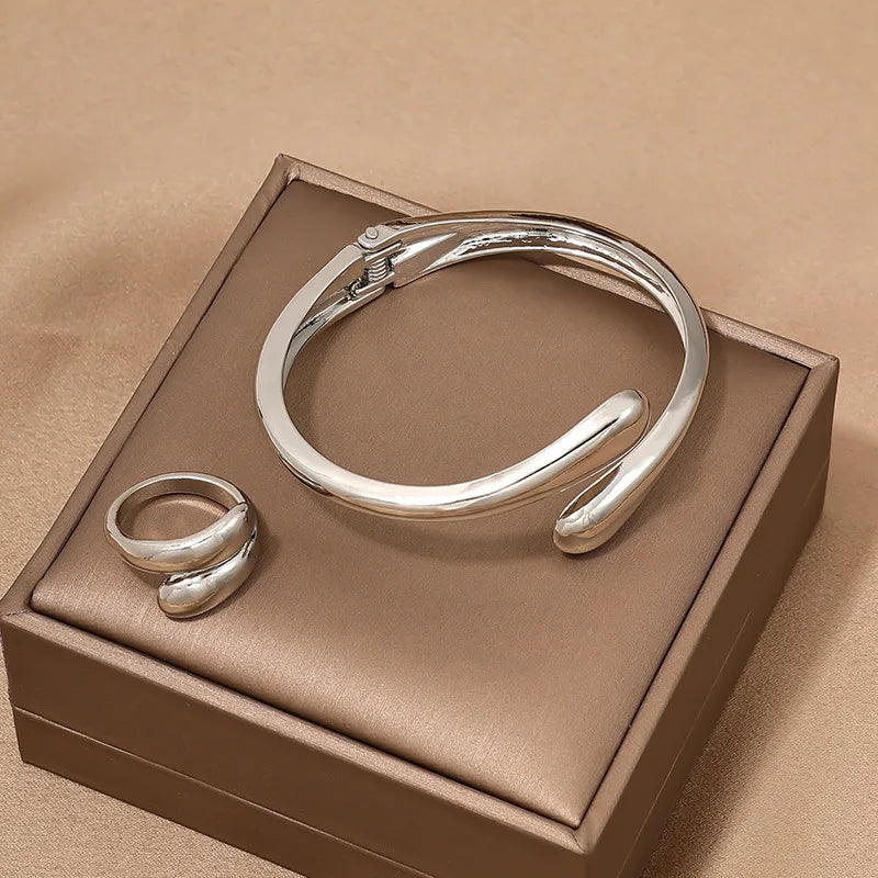 Bold Geometric Necklace & Bangle Set
