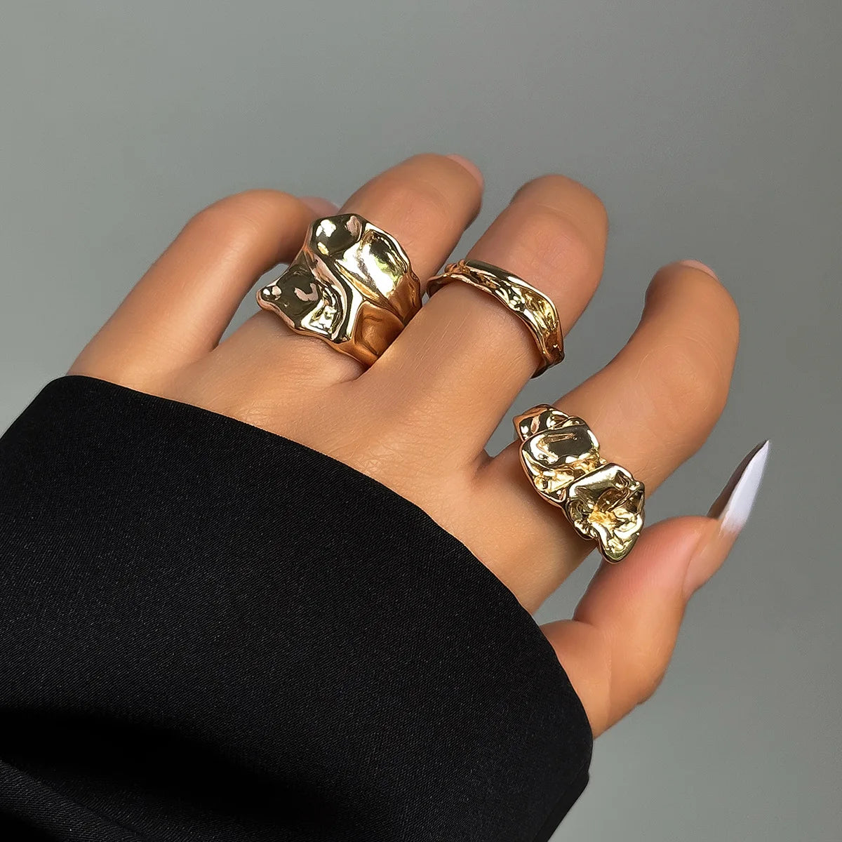 Exaggerated Punk Irregular Ring Set