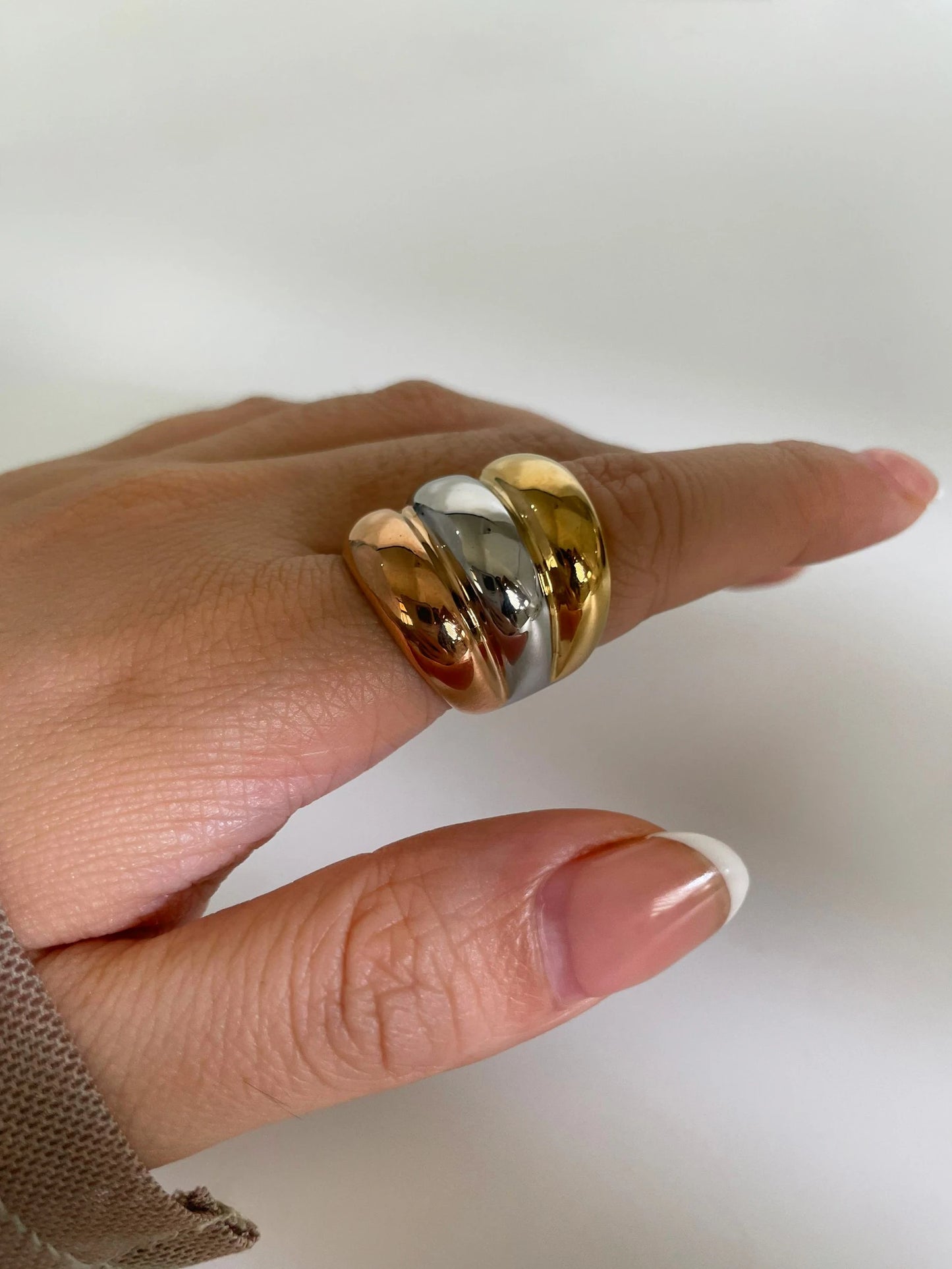 Chunky Triple-Tone Dome Ring