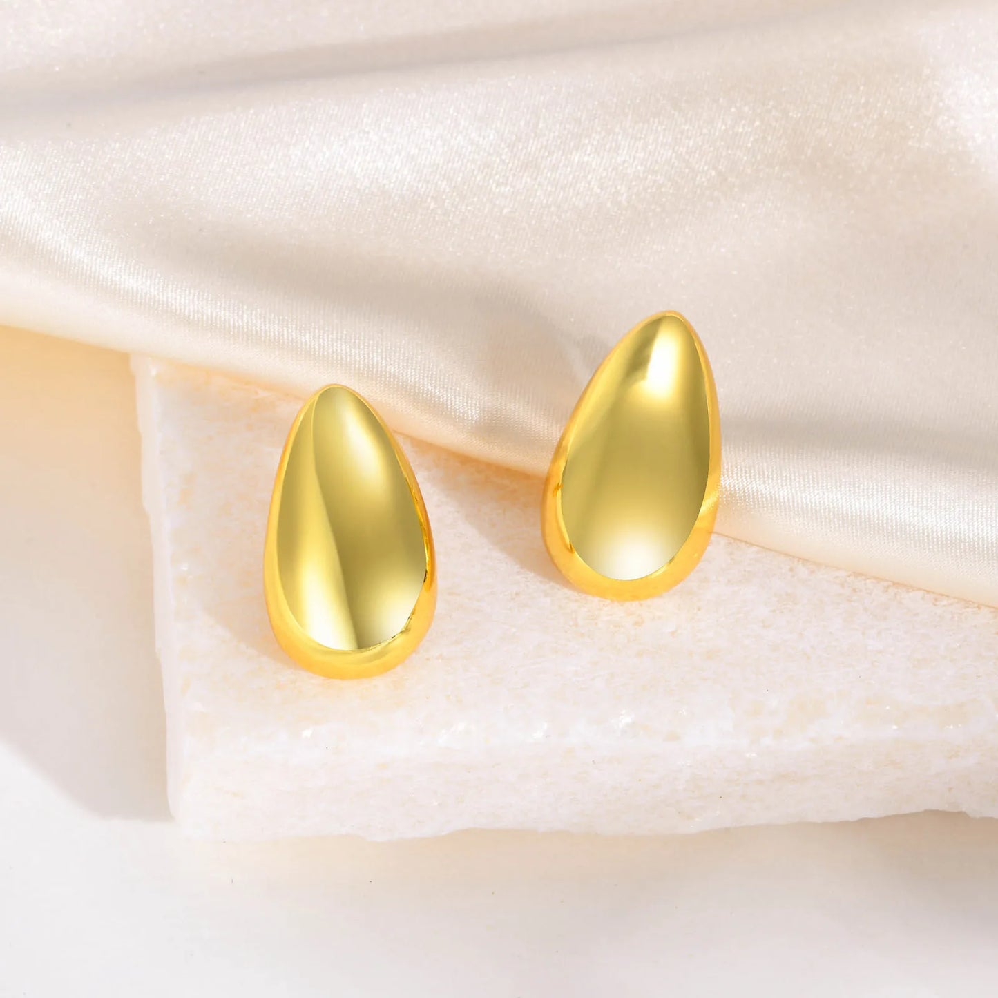 Drop Hoop Stud Earrings