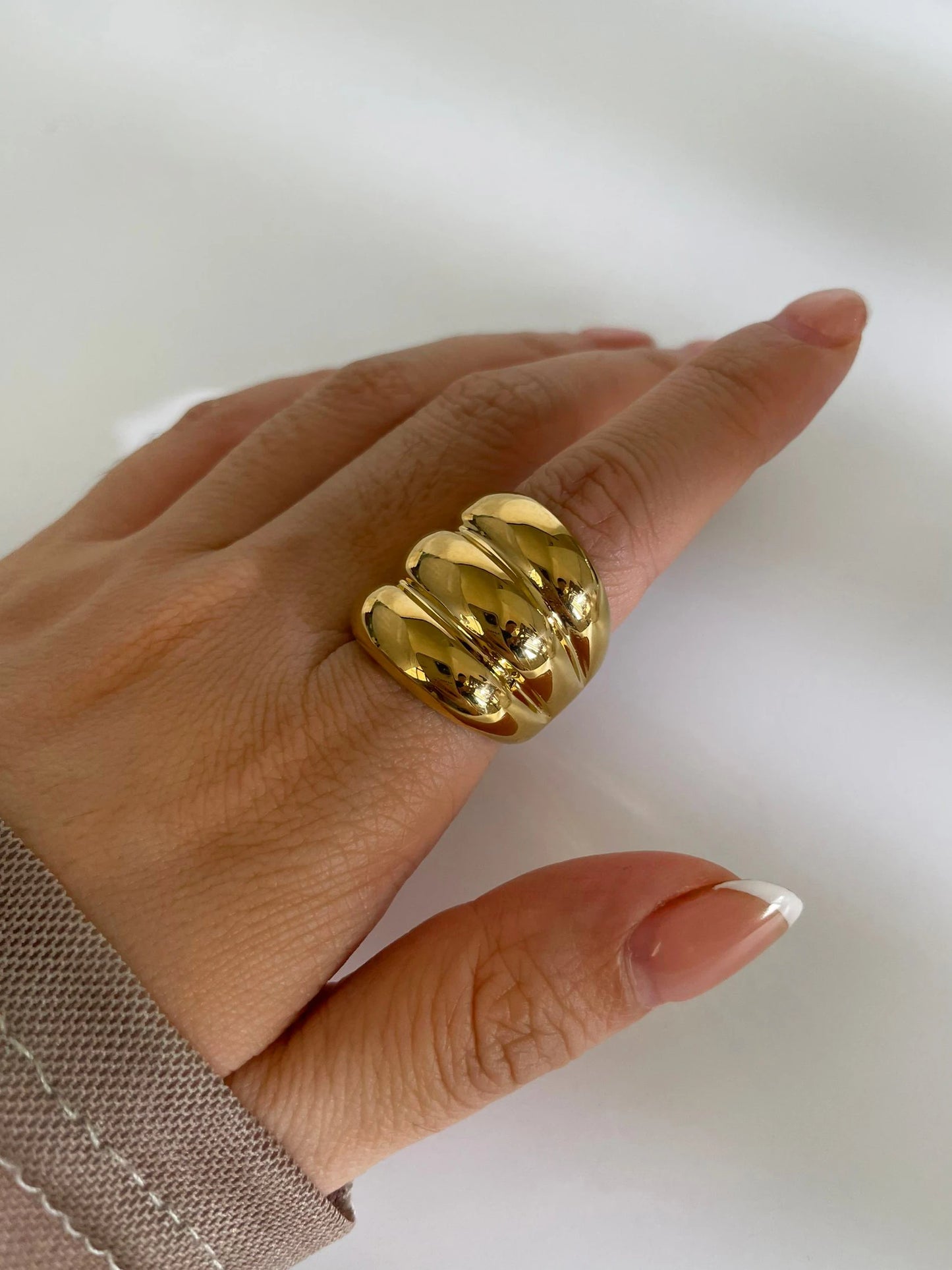 Chunky Triple-Tone Dome Ring