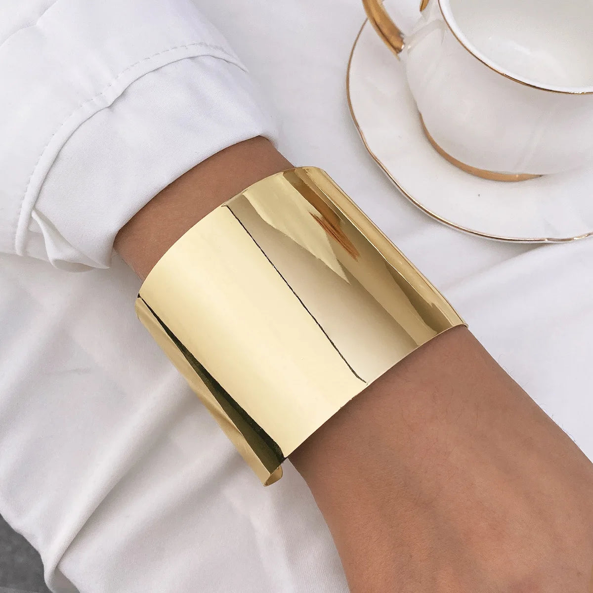 Bold Hollow Cuff Bangle