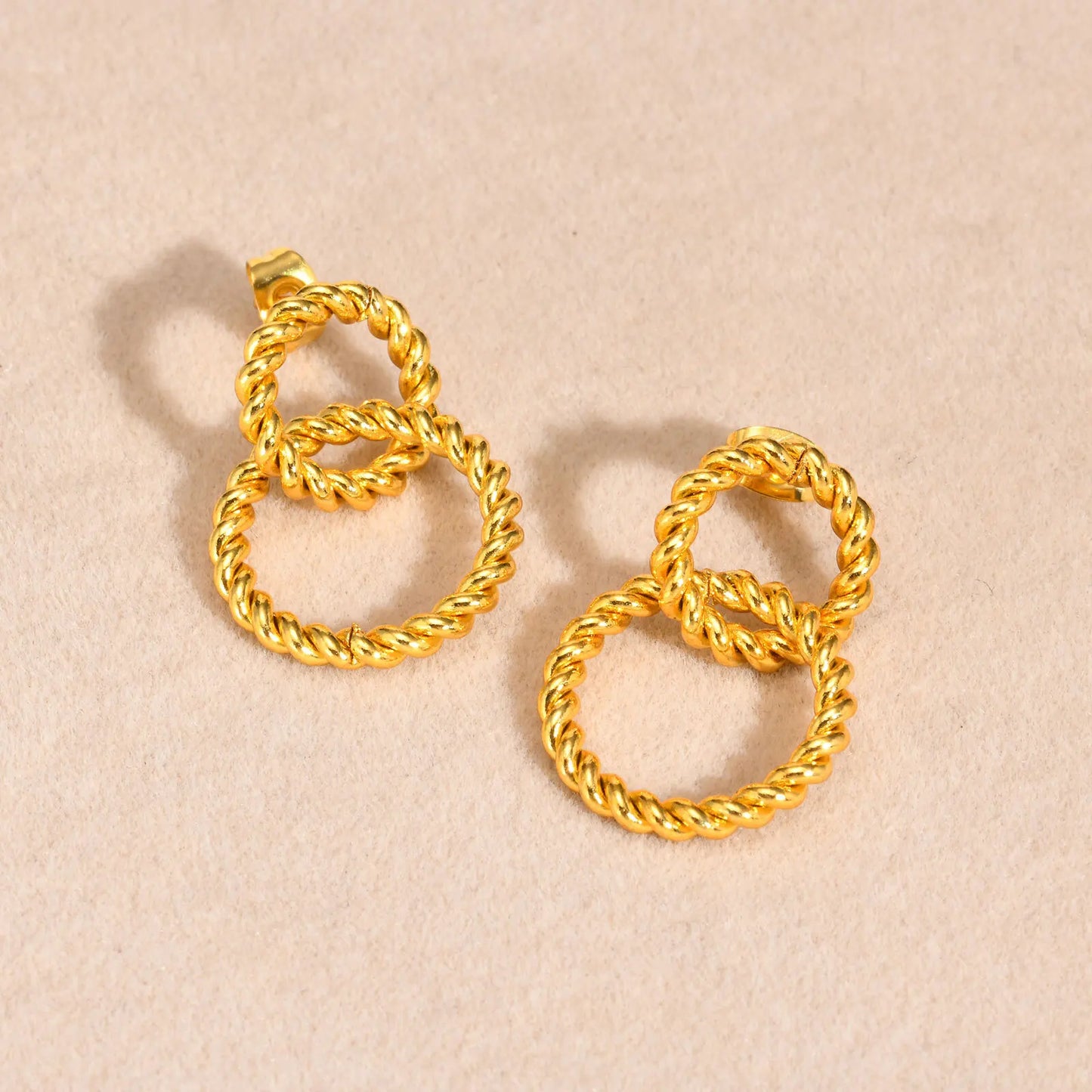 Double Circle Rope Drop Earrings