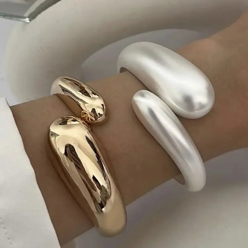 Sculpted Water Drop Cuff Bangle