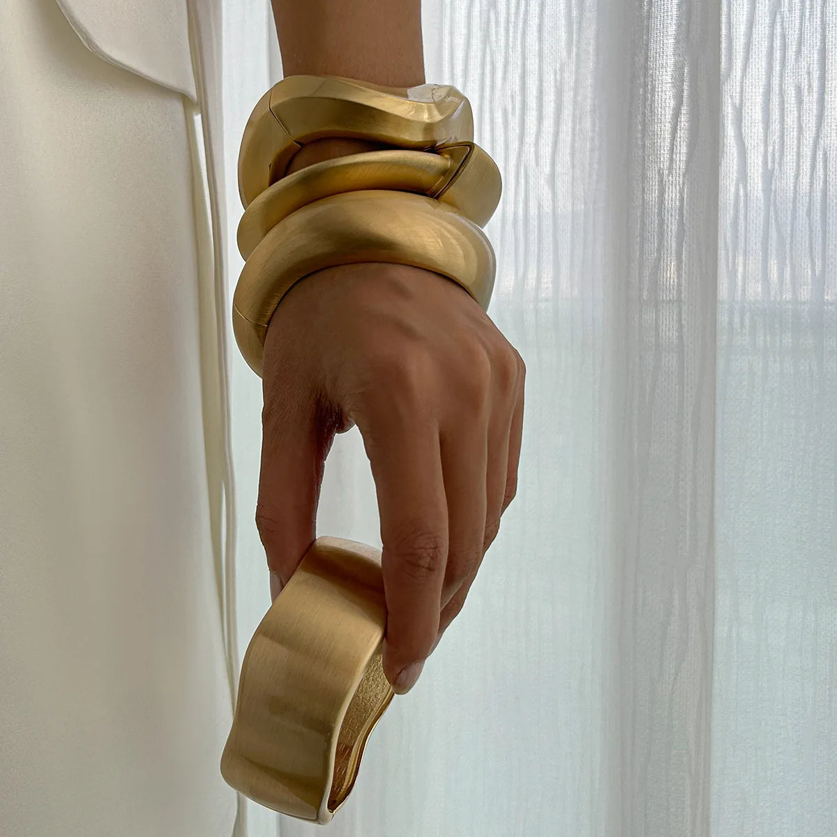 Bold Sculptural Wave Cuff Bracelet