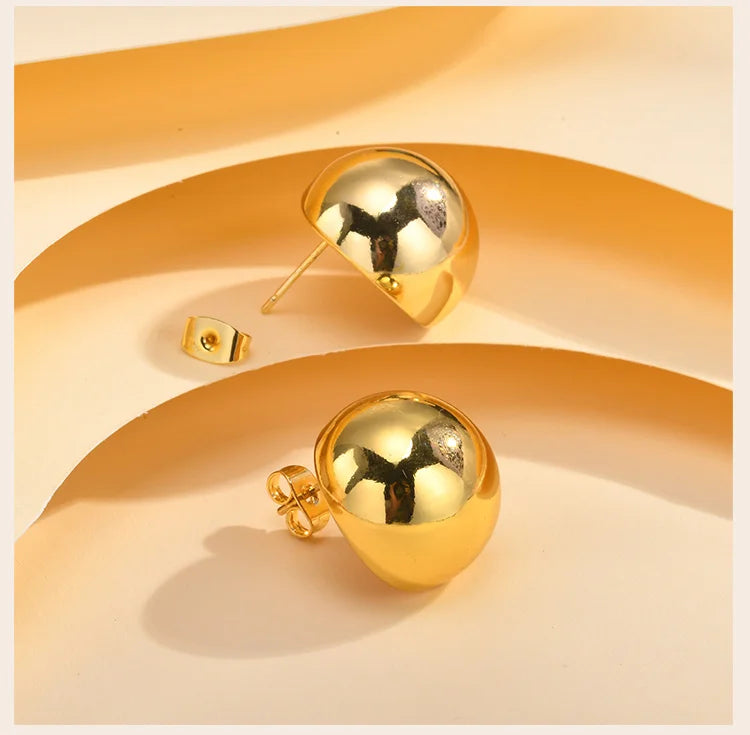Half-Round Geometric Stud Earrings