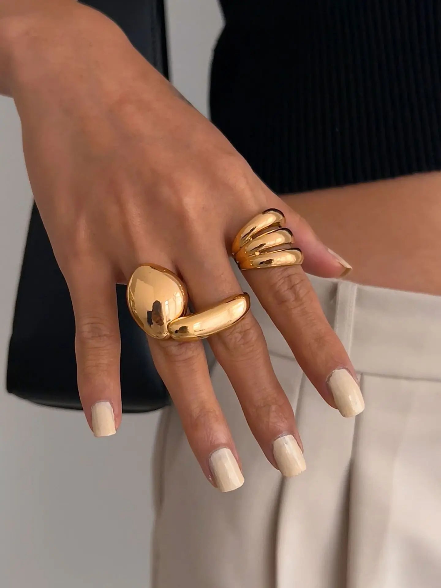 Gold & Silver Plated Geometric Ring Set